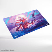 Gamegenic Shiny Playmat: Lorwyn Eclipsed - Eclipsed Merrow - Rectangular playmat with vibrant purple and blue tones featuring a red armored merrow holding a trident amidst swirling.