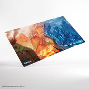 Gamegenic Shiny Playmat: Lorwyn Eclipsed - Steam Vents - Rectangular playmat featuring vibrant fantasy artwork with fiery orange and cool blue elemental figures facing each other,.