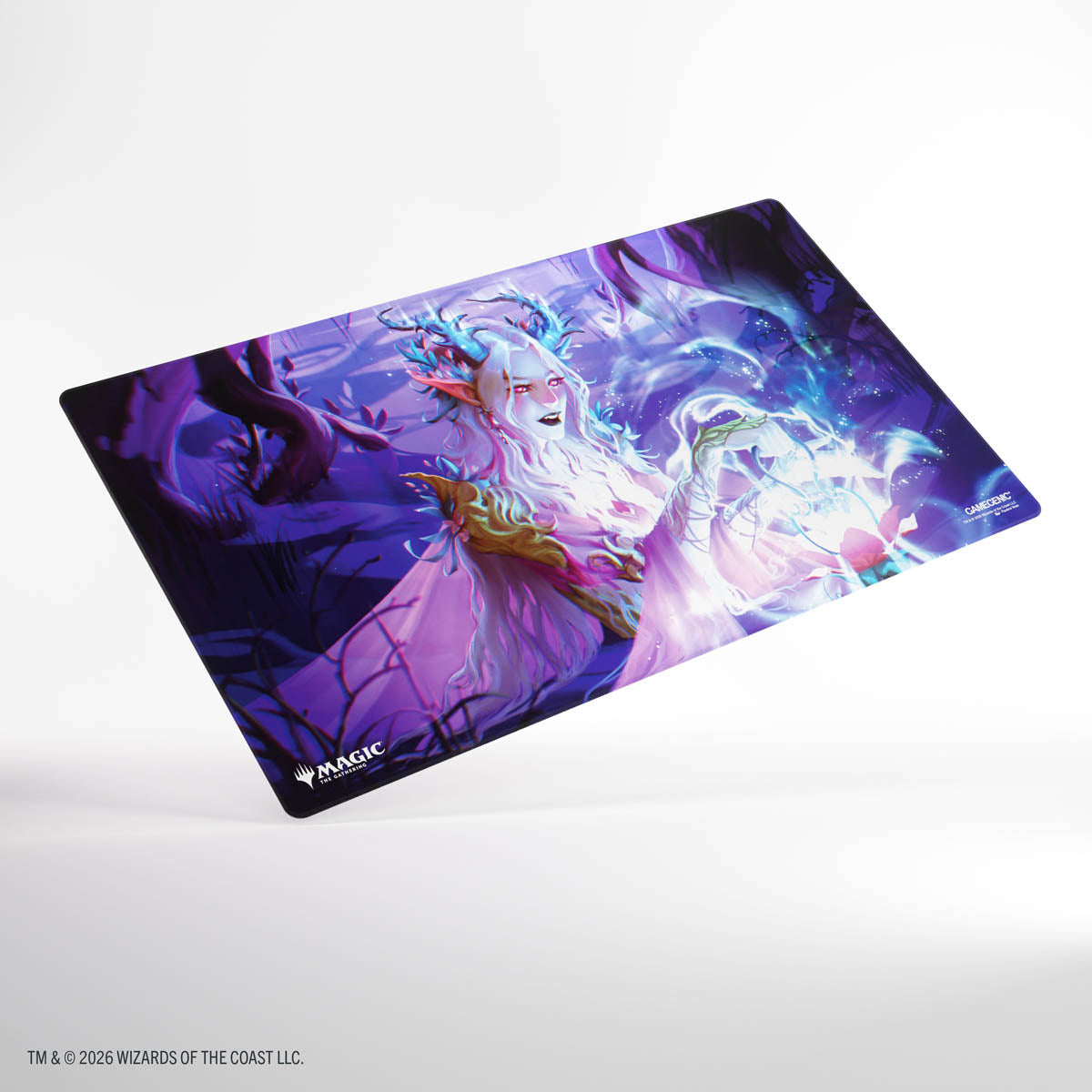 Gamegenic Shiny Playmat: Lorwyn Eclipsed - Twilight Diviner - Shiny playmat featuring a mystical purple and blue design with a glowing ethereal figure and intricate magical elements.