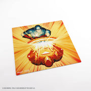 Gamegenic Prime 2-Player Playmat: Marvel Super Heroes - Iron Man/Captain America - Rectangular playmat featuring vibrant artwork of Captain America and Iron Man clashing, with bright yellow and orange burst.
