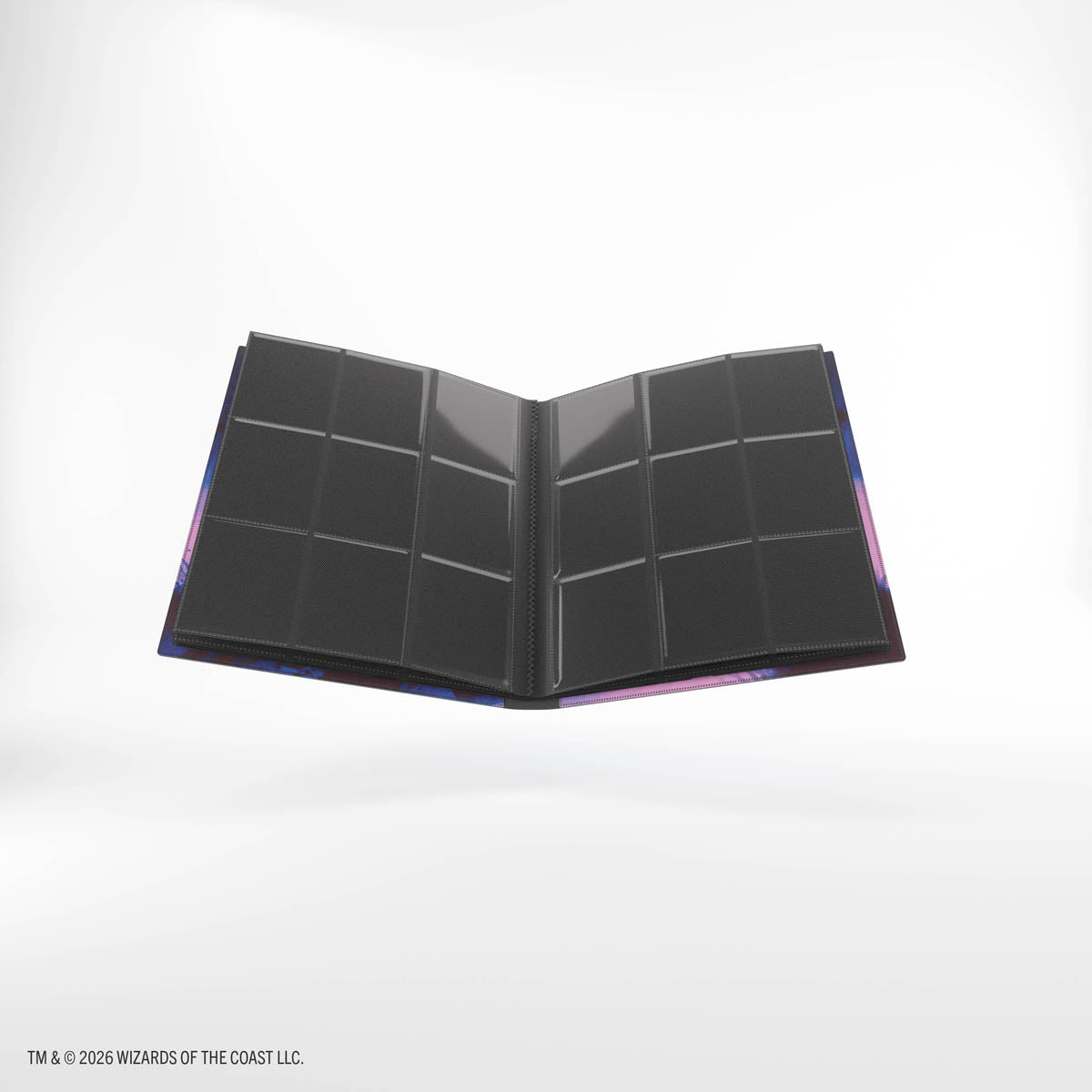Gamegenic Casual Album 18-Pocket: Lorwyn Eclipsed - Eirdu, Carrier of Dawn/Isilu, Carrier of Twilight - Black 18-pocket card album with purple and blue outer edges, designed for trading card storage.