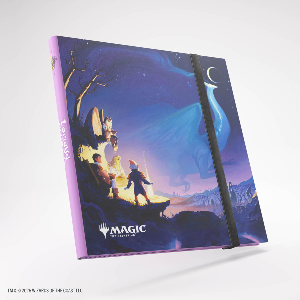 Gamegenic Casual Album 24-Pocket: Lorwyn Eclipsed - Lorwyn Eclipsed - Purple binder album featuring fantasy artwork of a figure with wings and a glowing moon, secured with a black elastic band.