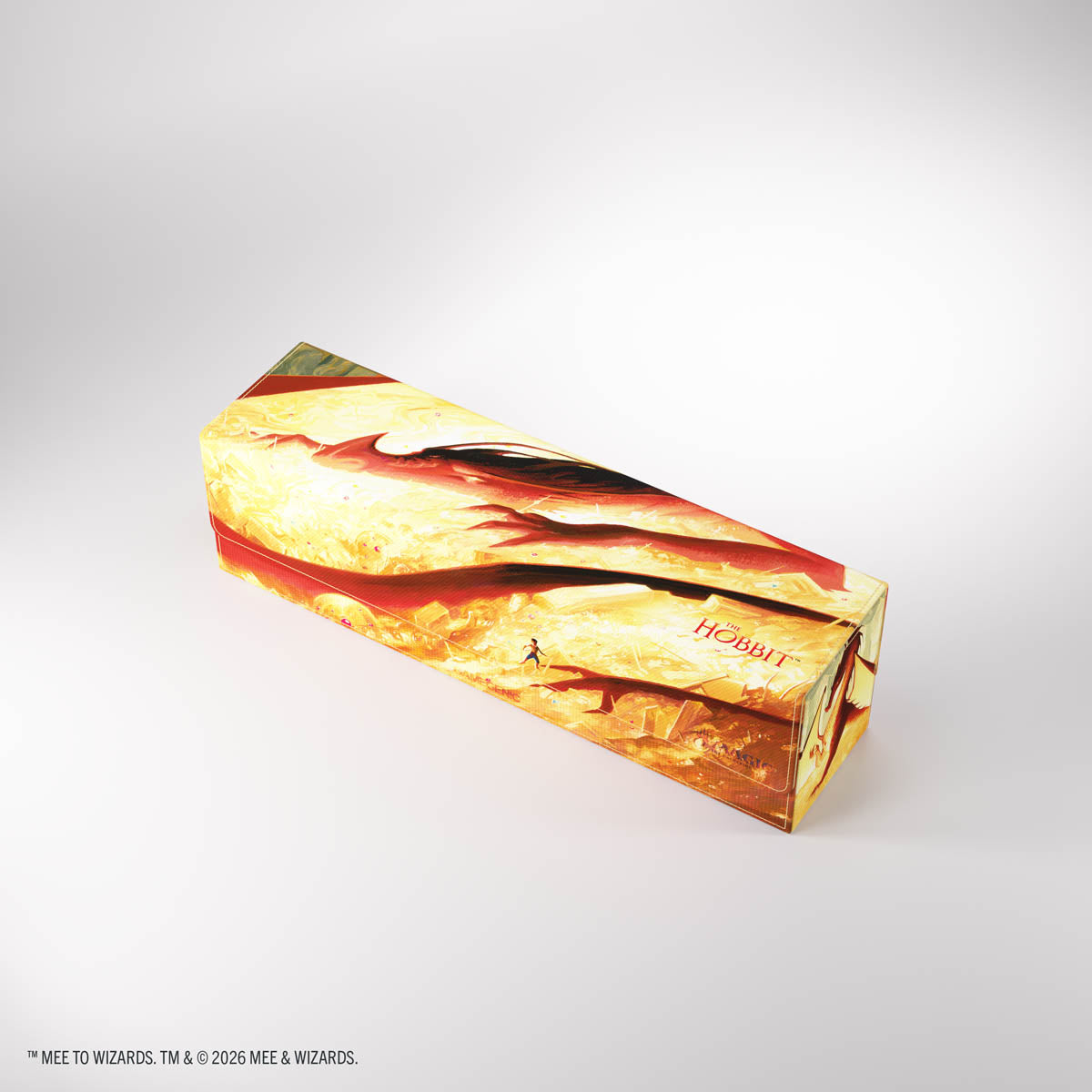 GAMEGENIC: Treasure Trove - The Treasure of Smaug - Rectangular cardboard deck box with fiery orange and yellow dragon-themed artwork and a hinged lid.