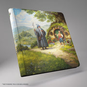 Gamegenic- Magic: The Gathering | The Hobbit Zip-Up Album 24-Pocket - The Shire - Zip-up card binder with illustrated Hobbit Shire scene, featuring Gandalf and Bilbo at a hobbit hole, vibrant colors.