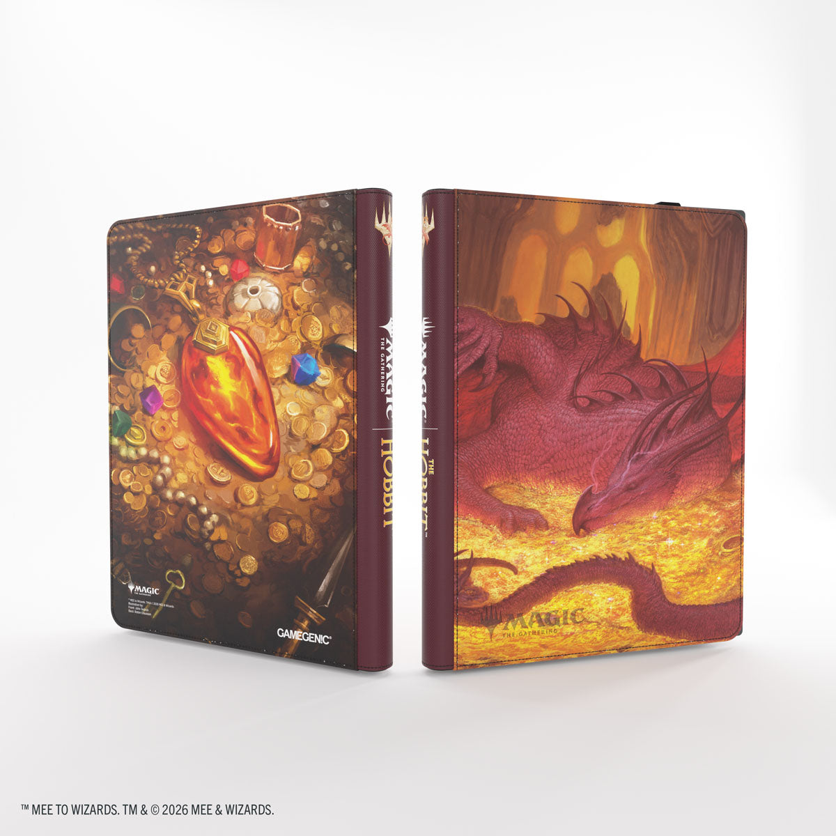 Gamegenic- Magic: The Gathering | The Hobbit Zip-Up Album 18-Pocket - Smaug's Mox Amber - Zip-up card album with 18 pockets featuring Smaug resting on gold treasure, rich amber and red tones, sturdy cover with.