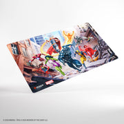 Gamegenic Shiny Playmat: Marvel Super Heroes - Marvel Super Heroes - Rectangular playmat featuring colorful Marvel superheroes in action, with Spider-Man, Human Torch, and more on a city street