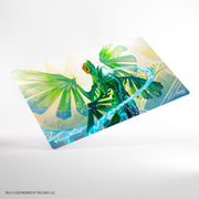 Gamegenic Shiny Playmat: Secrets of Strixhaven - Quandrix, the Proof (PREORDER) - Playmat with vibrant green and blue dragon-like creature with large wings, dynamic magical effects, and geometric patterns.