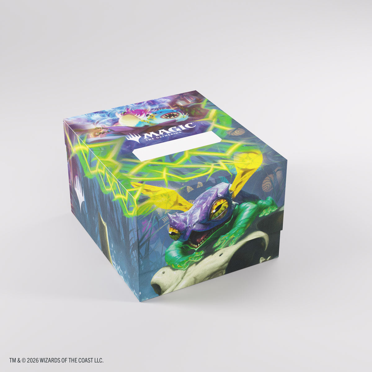Gamegenic Soft Crate 100+ XL: Secrets of Strixhaven - Bogwater Lumaret/Dina, Essence Brewer (PREORDER) - Soft fabric storage crate with colorful fantasy-themed artwork of a purple creature and green swamp elements from Secrets of