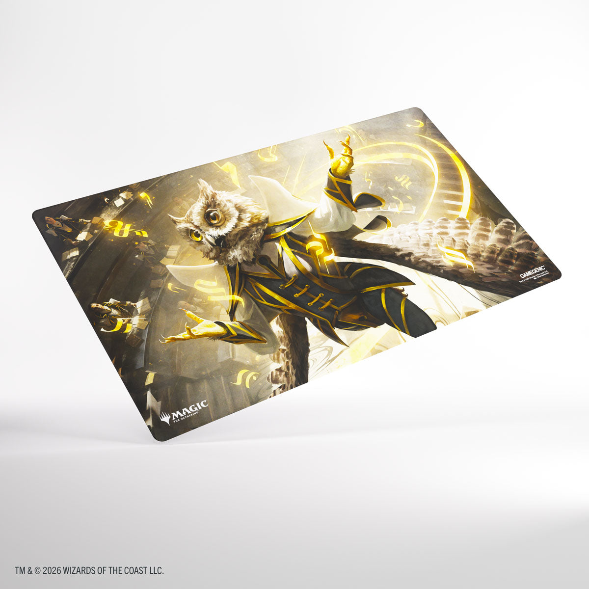 Gamegenic Prime Playmat: Secrets of Strixhaven - Stirring Hopesinger (PREORDER) - Playmat featuring golden and black magical figure with glowing runes on a dark, mystical background.