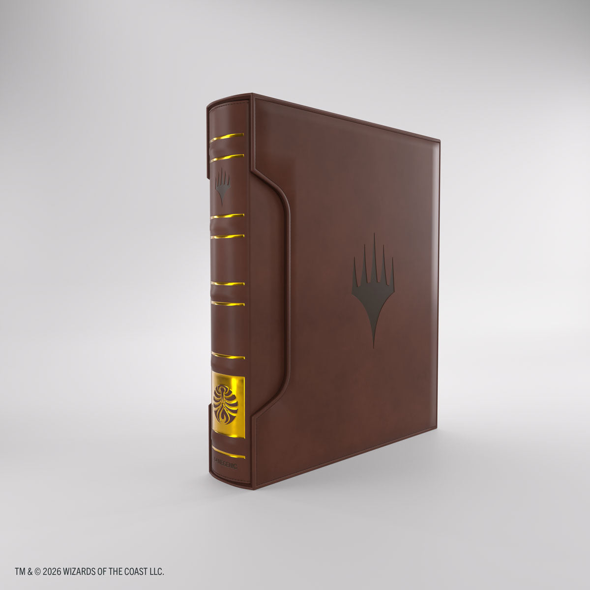 Gamegenic 18-Pocket Card Almanac: Secrets of Strixhaven - Witherbloom (PREORDER) - Brown leather-style binder with embossed black emblem and gold-accented spine pocket for 18 card sleeves.
