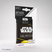 Star Wars: Unlimited Art Sleeves - Space Yellow - Pack of 60 yellow Star Wars Unlimited art sleeves with black and white Star Wars logo on packaging.
