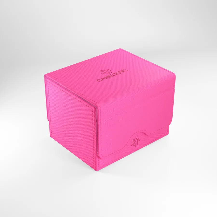 Gamegenic: Sidekick Pro 100+ XL Convertible Pink - Bright pink rectangular card storage box with fold-over magnetic flap and Gamegenic logo on top.