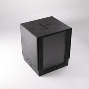 Deck Box: Squire Plus 100+ XL Convertible - Black - Black rectangular deck box with smooth leather-like texture and a clear front window panel.