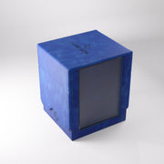 Deck Box: Squire Plus 100+ XL Convertible - Blue - Blue rectangular deck box with black front panel and embossed logo on top, textured finish.