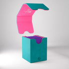 Gamegenic: Squire Plus 100+ XL Convertible - Teal/Pink - Teal and pink rectangular deck box with flip-open lid and soft-touch finish designed for card storage.