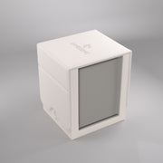 Deck Box: Squire Plus 100+ XL Convertible - White - White rectangular deck box with a grey front panel and subtle embossed logo on top.