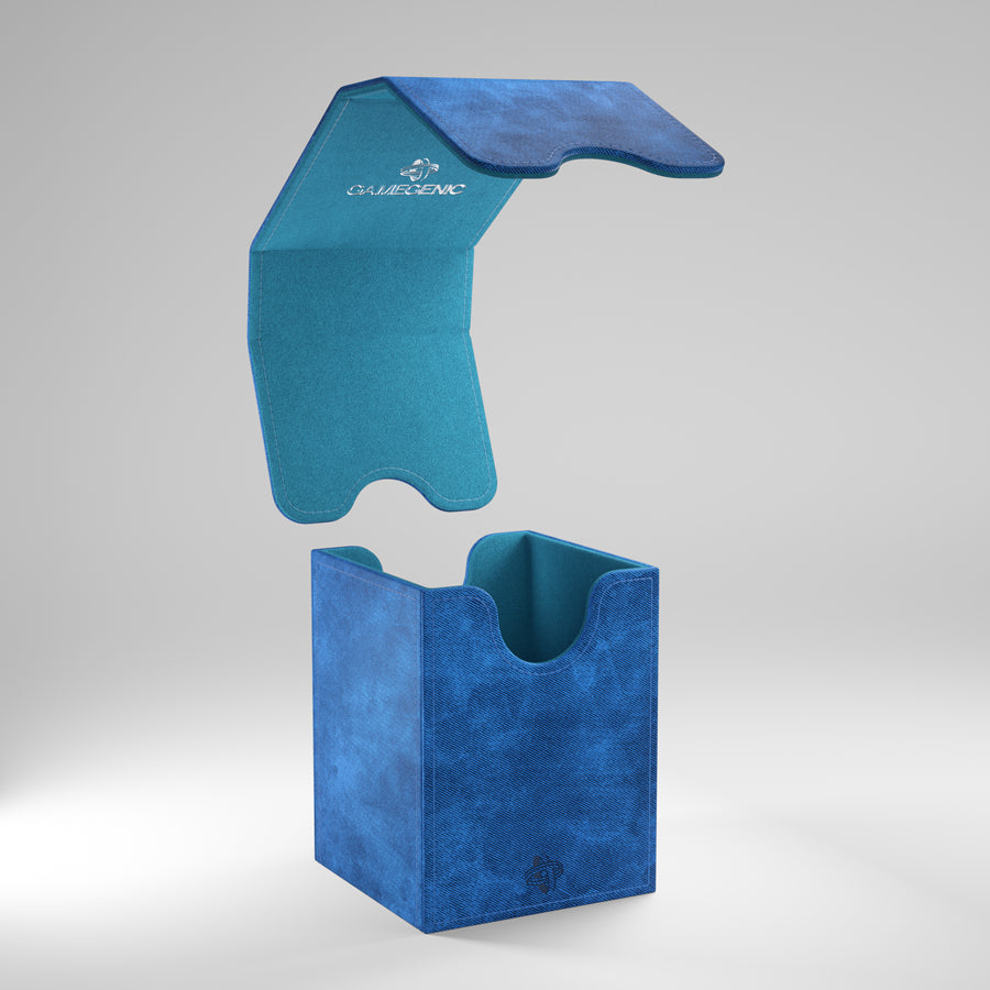 Gamegenic Squire 100+ XL - Blue - Blue rectangular deck box with textured finish and hinged lid, designed for card storage.