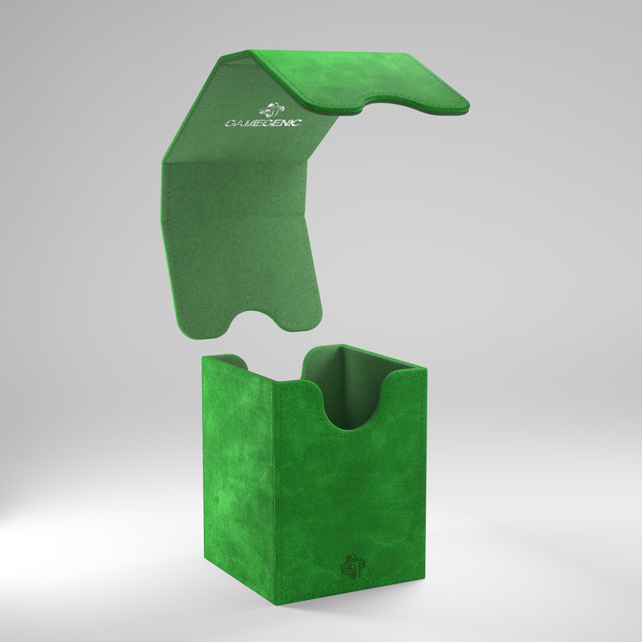 Gamegenic Squire 100+ XL - Green - Green rectangular deck box with foam interior and flip-open lid designed to hold over 100 cards.