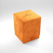 Gamegenic Squire 100+ XL - Orange - Orange suede-textured rectangular deck box with Gamegenic logo embossed on top and front panel designed for storing 100+.