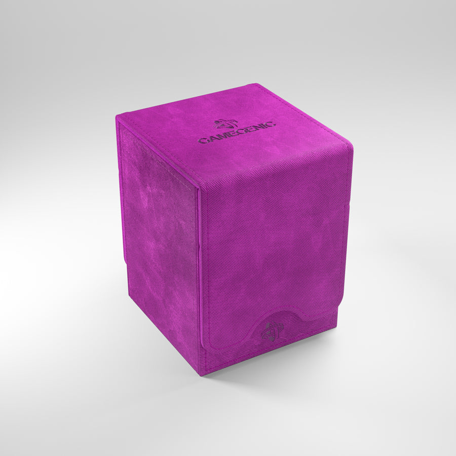 Gamegenic Squire 100+ XL - Purple - Purple velvet deck box with cubic shape, subtle embossed logo, designed to hold 100+ cards.
