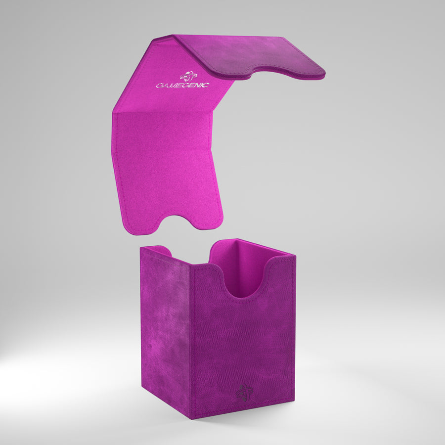 Gamegenic Squire 100+ XL - Purple - Purple rectangular deck box with rounded edges and a hinged lid, designed to hold cards.