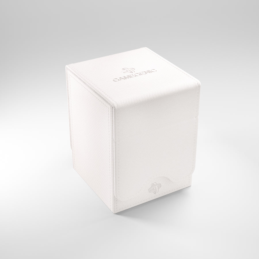 Gamegenic Squire 100+ XL - White - White rectangular deck box with smooth finish and subtle embossed logo on top and front panel.