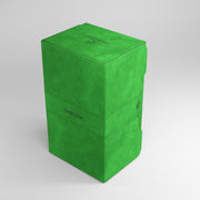 Gamegenic Stronghold 200+ XL Deck Box - Green - Tall rectangular green deck box with textured finish and Gamegenic logo embossed on top and front side.