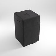 Gamegenic Watchtower 100+ XL Deck Box - Black - Black rectangular card deck box with smooth finish and embossed Gamegenic logo on top and side.