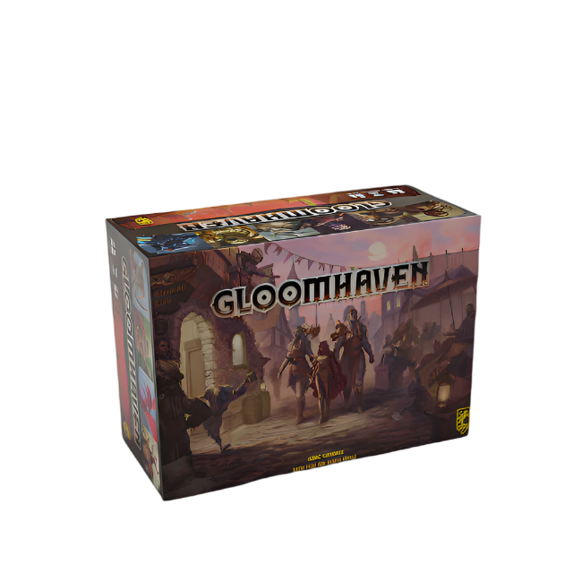 Gloomhaven, 2nd Edition - Gloomhaven 2nd Edition board game box with fantasy artwork of adventurers in a medieval city scene.