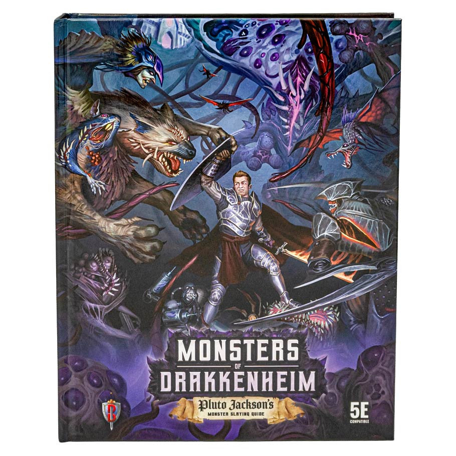 D&D 5E: Monsters of Drakkenheim (PREORDER) - Hardcover Dungeons & Dragons book with dark fantasy cover depicting a battle between a knight and various monstrous.