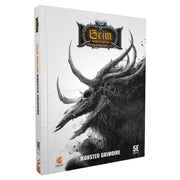 D&D 5E: Grim Hollow 2E: Monster Grimoire (PREORDER) - White softcover book titled Grim Hollow with dark, detailed illustration of a twisted horned creature on the cover.