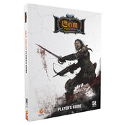 D&D 5E: Grim Hollow 2E: Player's Guide (PREORDER) - Grim Hollow 2E Player's Guide hardcover book with dark fantasy warrior wielding sword on white cracked background.