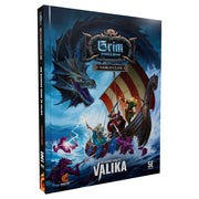 D&D 5E: Grim Hollow: Raider's Guide to Valika (PREORDER) - Raider's Guide to Valika with fantasy dragon and Viking ship artwork on front cover.