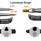 Gamemaster Paints: Character Brush Set - Set of three paintbrushes with synthetic and sable bristles, featuring triangular and flexible ergonomic handles in black.