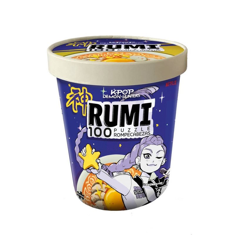 K-Pop Demon Hunters Puzzle - Ramen Rumi 100 Pieces (PREORDER) - Purple K-Pop Demon Hunters Ramen container puzzle featuring anime character Rumi, 100 pieces.