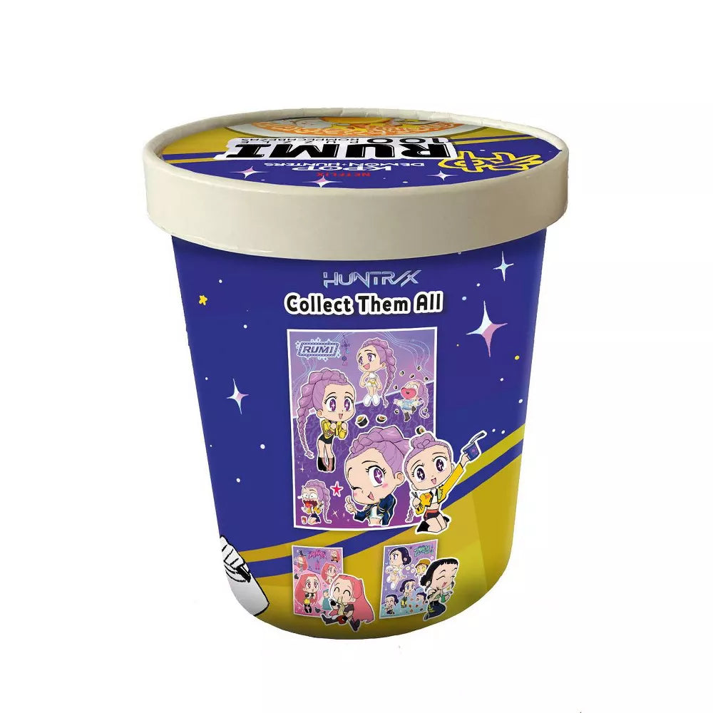 K-Pop Demon Hunters Puzzle - Ramen Rumi 100 Pieces (PREORDER) - Colorful 100-piece puzzle container with vibrant K-Pop Demon Hunters anime characters on purple and yellow background.