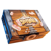 Salami: Deluxe Edition - Square board game box with wooden cutting board design and sliced salami illustrations labeled "Salami Deluxe Edition".