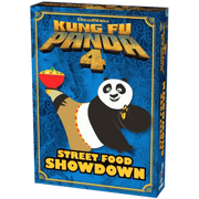 Kung Fu Panda: Street Food Showdown (PREORDER) - Boxed board game with Kung Fu Panda character holding a bowl, blue and gold decorative design, titled Kung Fu Panda 4 Street
