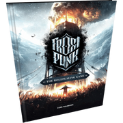 Frostpunk RPG: Core Rulebook (PREORDER) - Frostpunk RPG Core Rulebook with fiery, icy cityscape cover art and bold white title text.