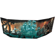 PIRATE BORG: GM Screen (PREORDER) - Three-panel RPG GM screen featuring a glowing blue ghost ship on the center panel, dark brown and black nautical designs.