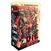 The DUNGENERATOR: DIE in a Dungeon - DIE in a Dungeon RPG book, featuring fantasy dungeon artwork in red, black, and beige tones with illustrated warriors and.