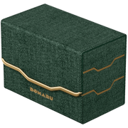 Gatherers' Tavern: Domaru Armory Collection Vertex Duo 200+ Deck Box - Malachite (PREORDER) - Dark green textured rectangular deck box with gold trim and Domaru logo on the side.