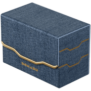 Gatherers' Tavern: Domaru Armory Collection Vertex Duo 200+ Deck Box - Lazulite (PREORDER) - Dark blue fabric-covered rectangular deck box with gold metallic wavy lines and Domaru logo on the side.