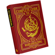 Complete Guide To Worldbuilding (PREORDER) - Red hardcover book titled Complete Guide to Worldbuilding with intricate gold dragon and hand illustration on cover and gold