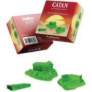 Catan Masterpiece Series: Plastic Civilization - Greece (PREORDER) - Green plastic miniature of ancient Greek buildings including a temple, amphitheater, and fortress on a gaming base.