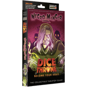 Dice Throne: Hero Pack - Necromancer (PREORDER) - Dice Throne Hero Pack featuring Necromancer with purple hood, glowing green magic, and dark shadows on card box.