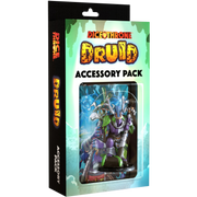 Dice Throne: Accessory Pack - Druid (PREORDER) - Dice Throne Druid Accessory Pack with colorful fantasy character figurine in purple and green armor in clear display box.