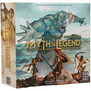 Tales of Myth & Legend - Board game box titled "Tales of Myth & Legend" featuring dynamic artwork of three warriors battling mythical creatures on.