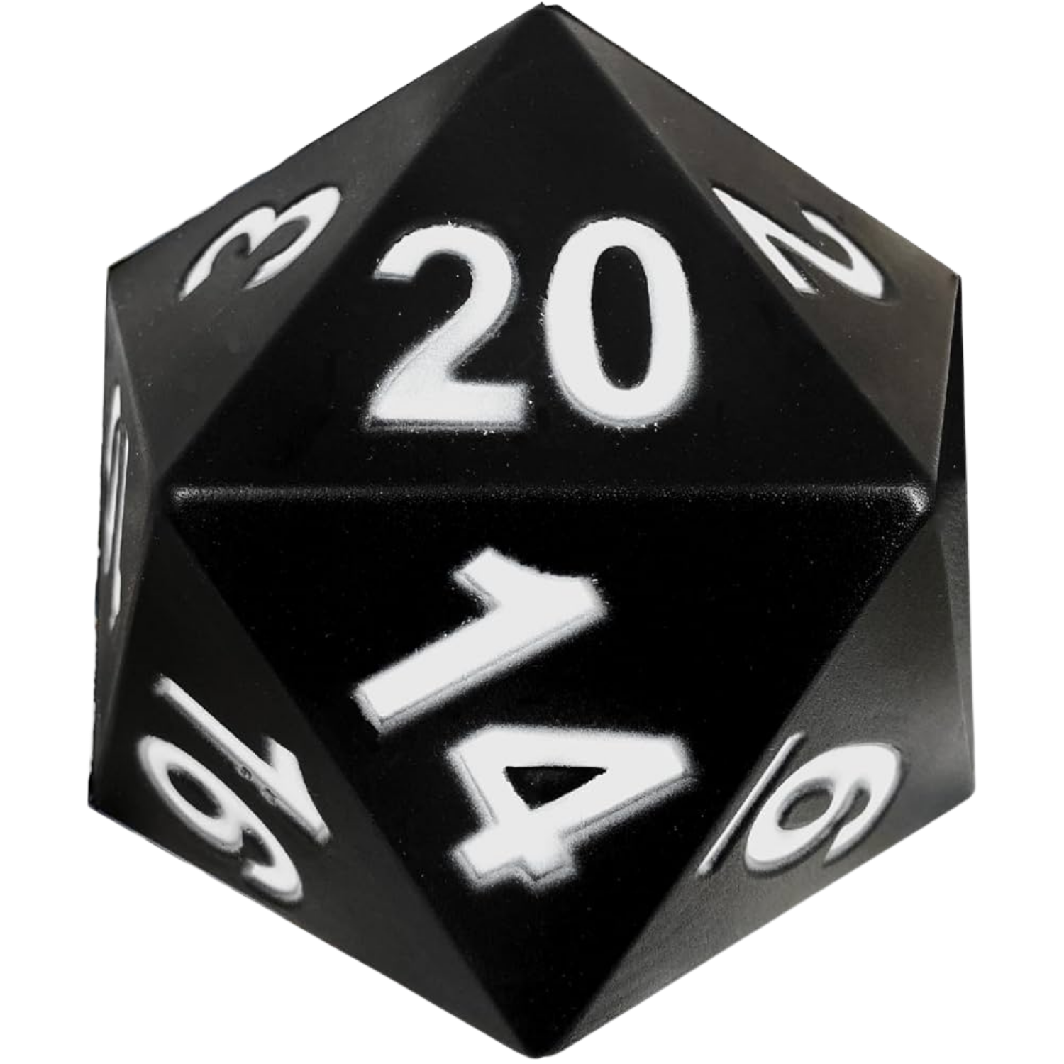 Giant D20 Foam Dice - Red (PREORDER) - Black giant foam twenty-sided die with white numbers and smooth matte finish.