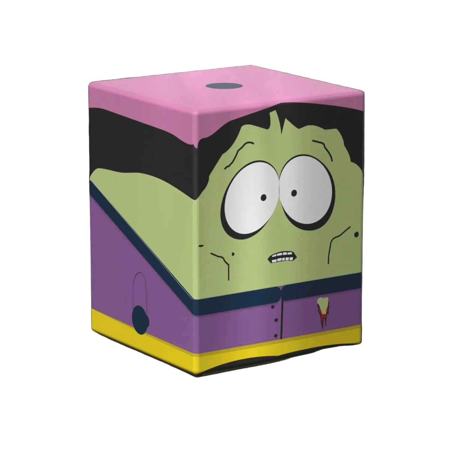 Squaroes 100+ Boulder - South Park: Halloween - Zombie Wendy (PREORDER) - Cube-shaped deck box with cartoon zombie character in green, purple, and pink colors.
